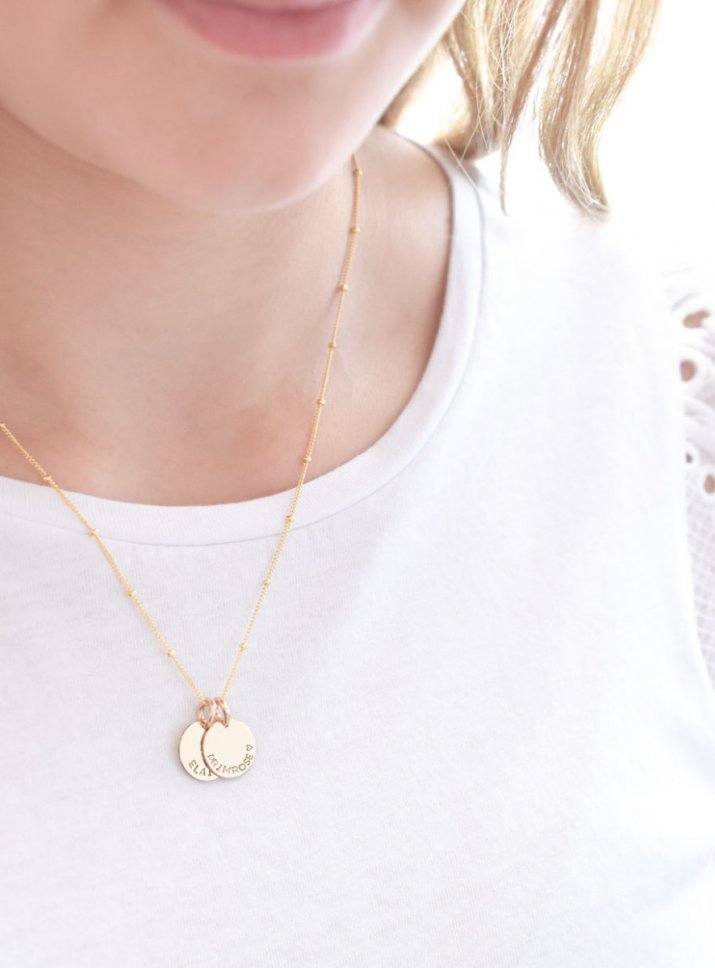 gold tiny disc necklace