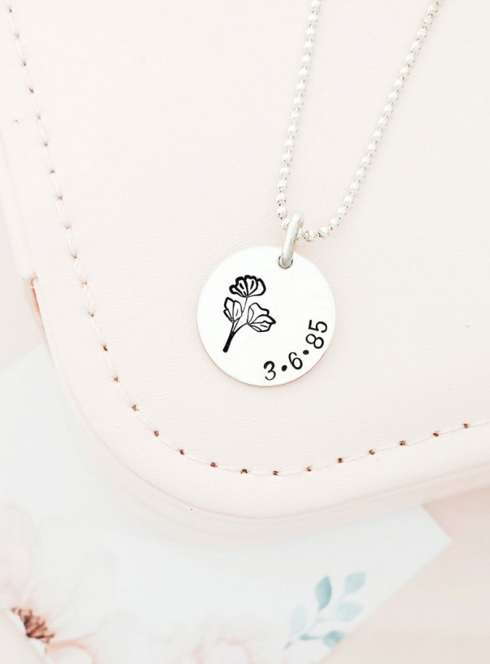 Flower Personalised Disc - Silver 15.9mm