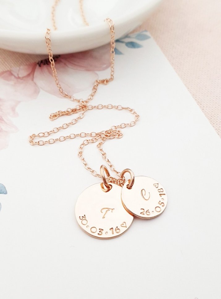 Rose Gold birth necklace