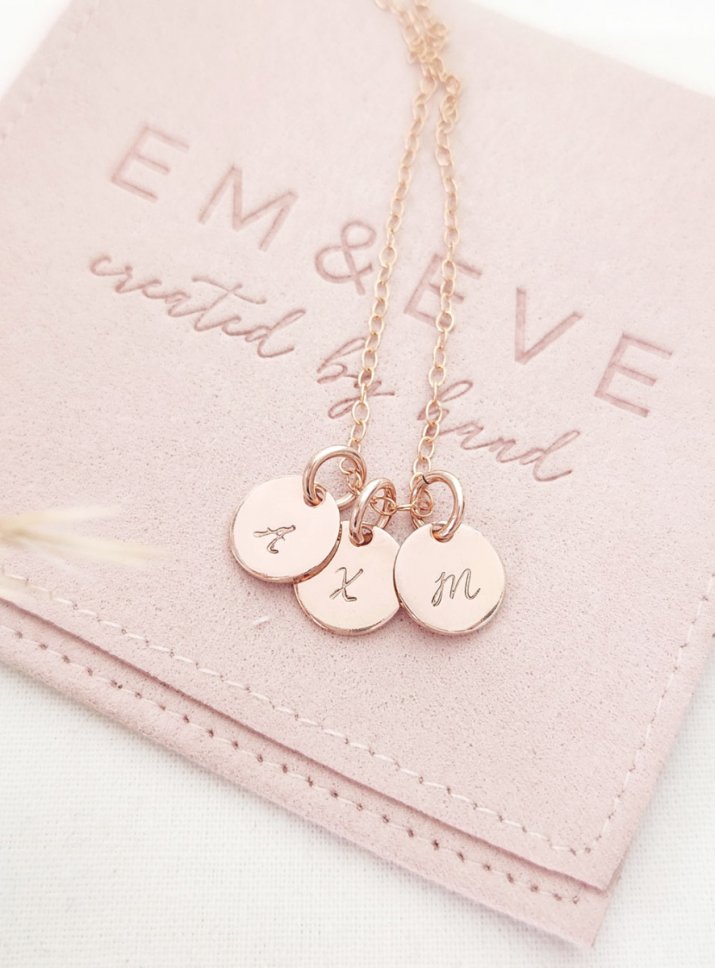rose gold pendant with initial