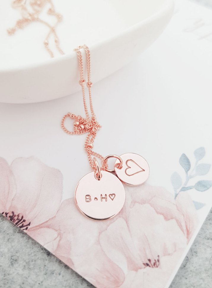 HAND STAMPED ROSE GOLD NECKLACE