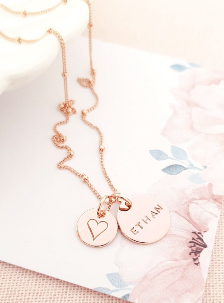 rose gold necklace with name