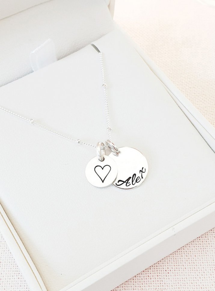 love heart silver necklace